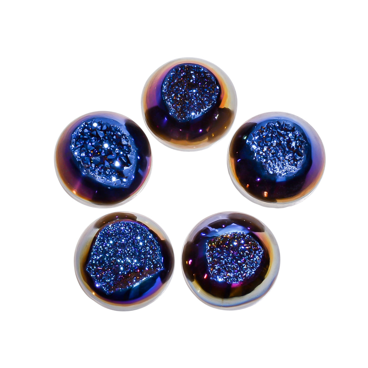 Titanium Window Druzy Blue Round Window loose gemstone - view 1