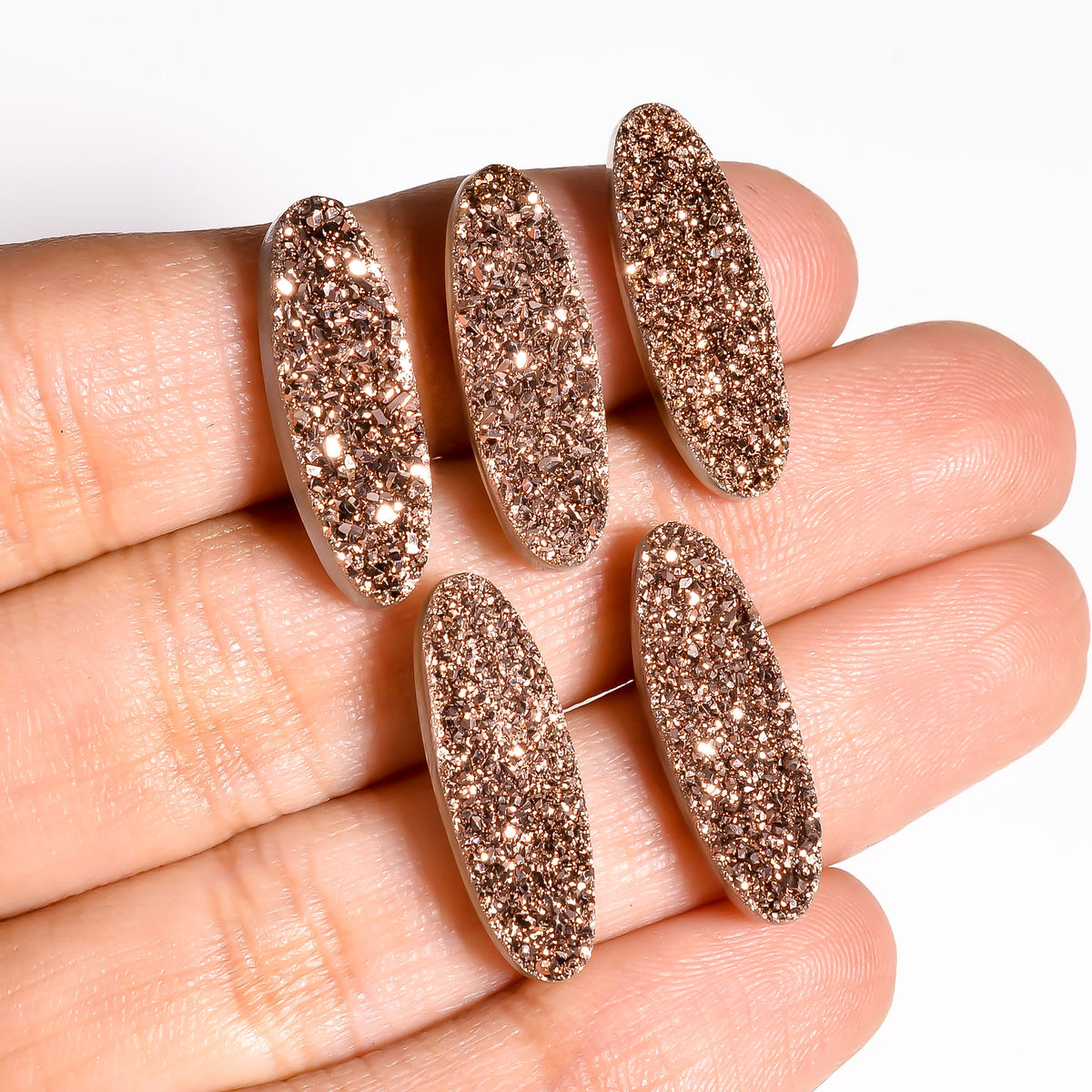 Rainbow Titanium Rose Gold Oval Flat loose gemstone - view 12