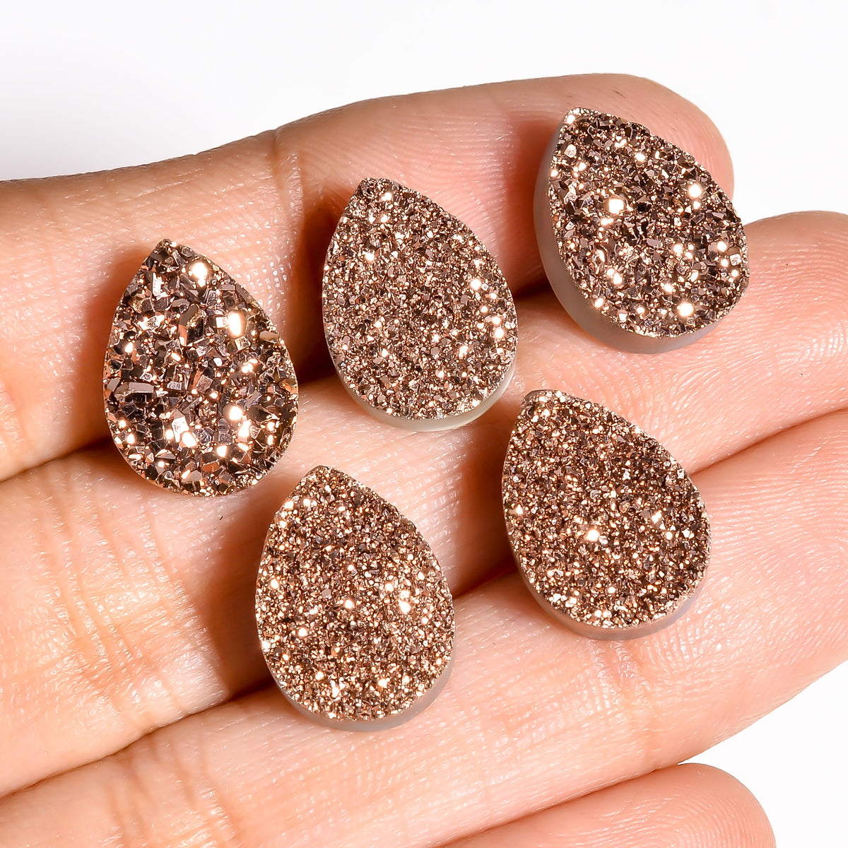 Rainbow Titanium Rose Gold Pear Flat loose gemstone - view 6