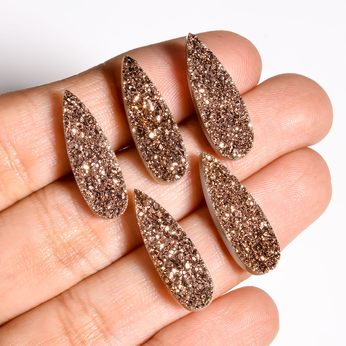 Rainbow Titanium Rose Gold Pear Flat loose gemstone - view 9