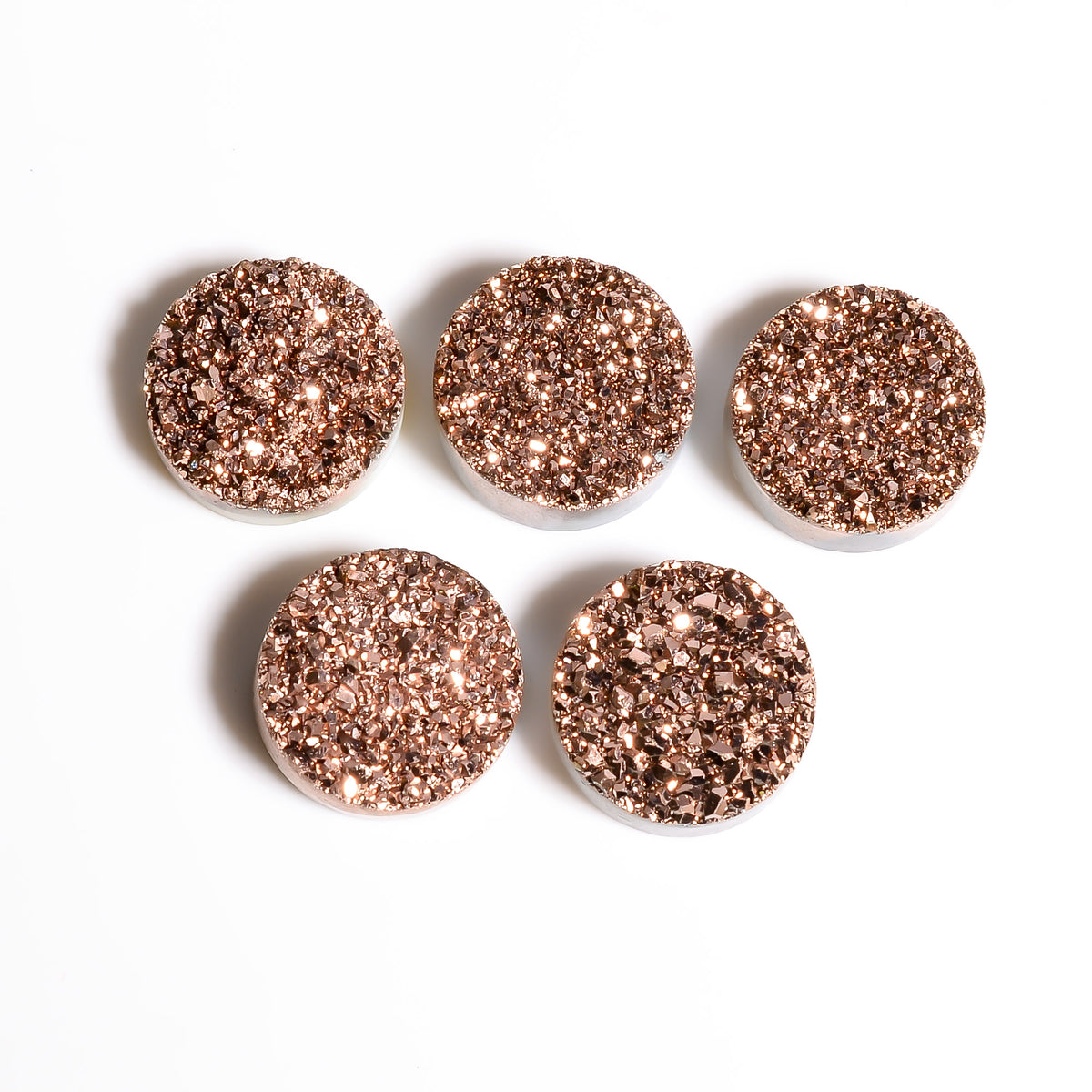 Rainbow Titanium Rose Gold Round Flat loose gemstone - view 2