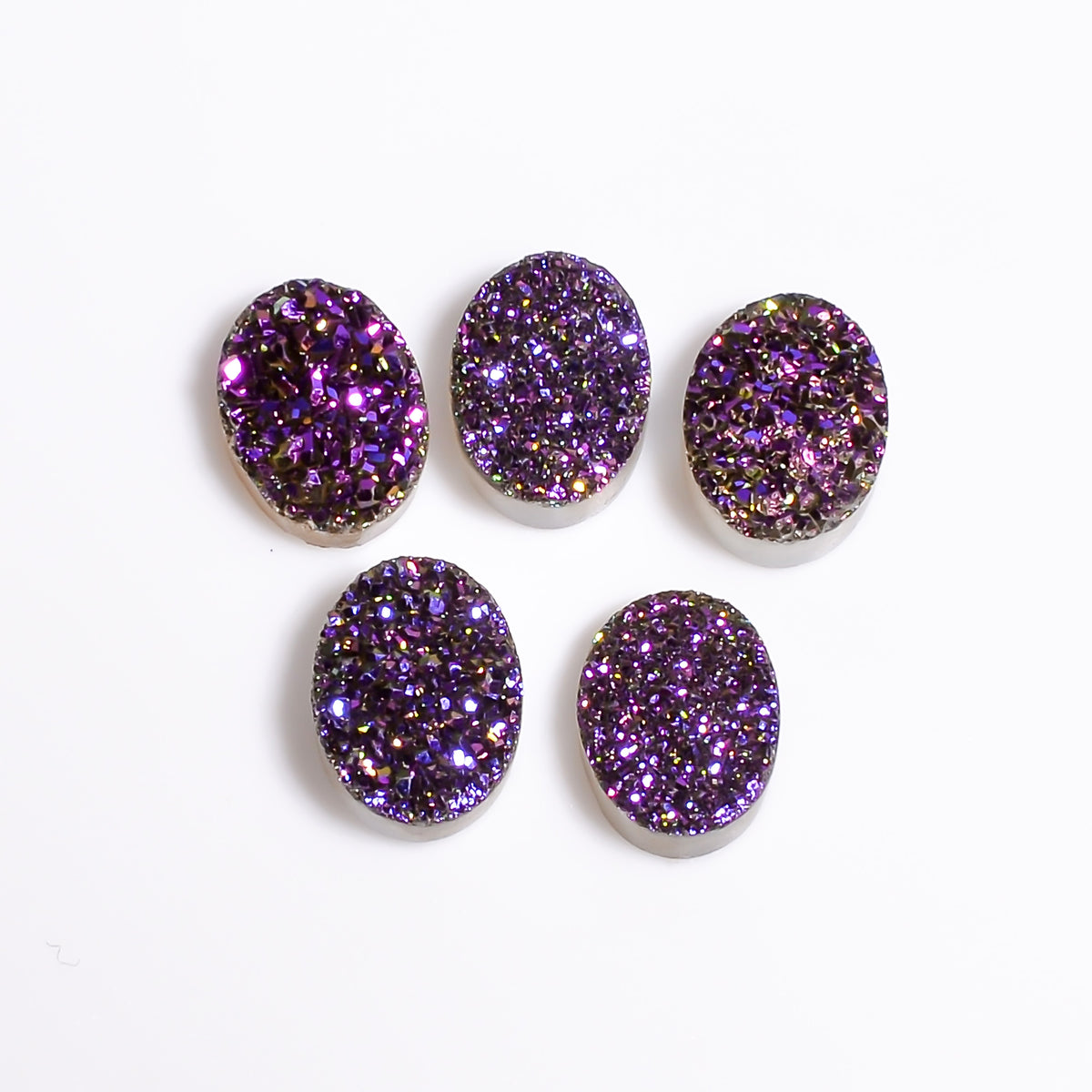 Rainbow Titanium Purple Oval Flat loose gemstone - view 2