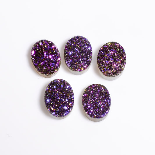 Rainbow Titanium Purple Oval Flat loose gemstone - view 2