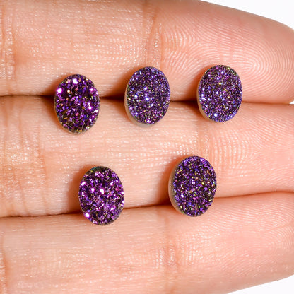 Rainbow Titanium Purple Oval Flat loose gemstone - view 3
