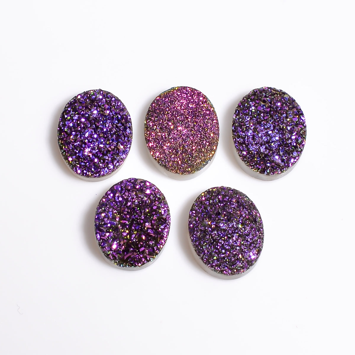 Rainbow Titanium Purple Oval Flat loose gemstone - view 5