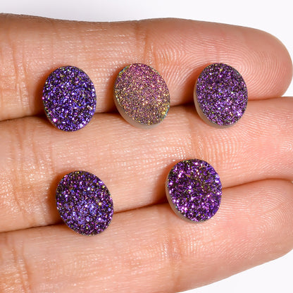 Rainbow Titanium Purple Oval Flat loose gemstone - view 6