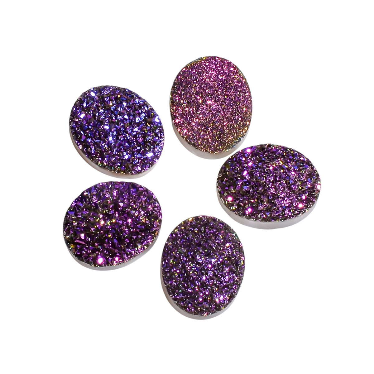 Rainbow Titanium Purple Oval Flat loose gemstone - view 4