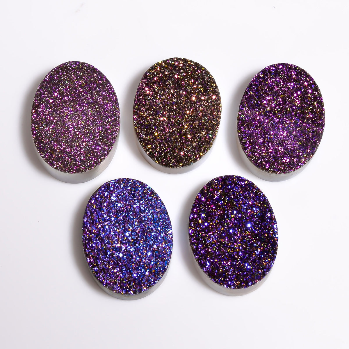 Rainbow Titanium Purple Oval Flat loose gemstone - view 8