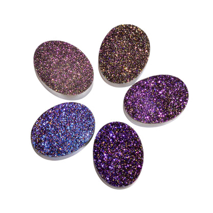 Rainbow Titanium Purple Oval Flat loose gemstone - view 7