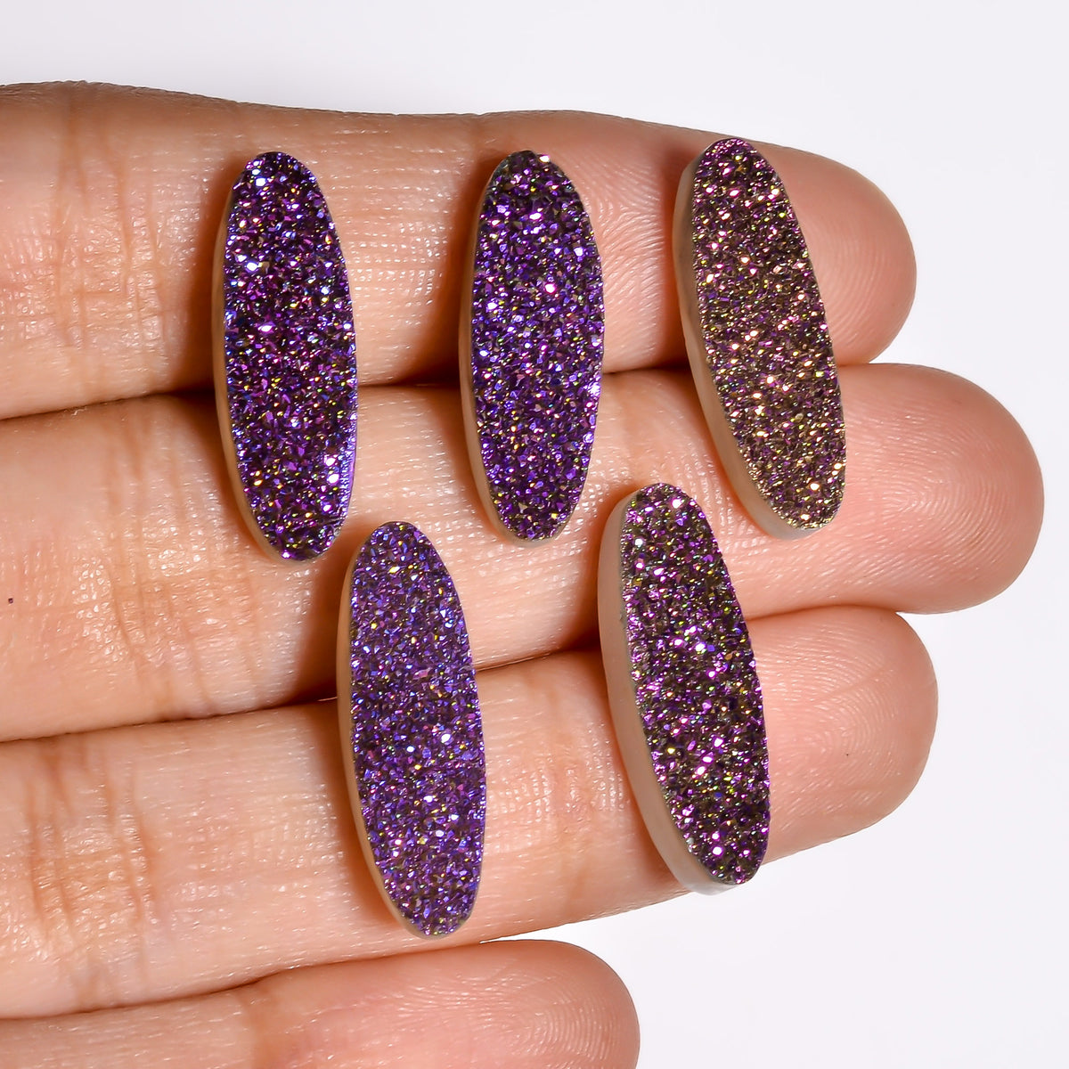 Rainbow Titanium Purple Oval Flat loose gemstone - view 12