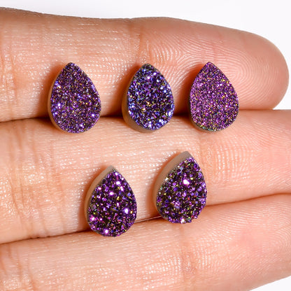 Rainbow Titanium Purple Pear Flat loose gemstone - view 3