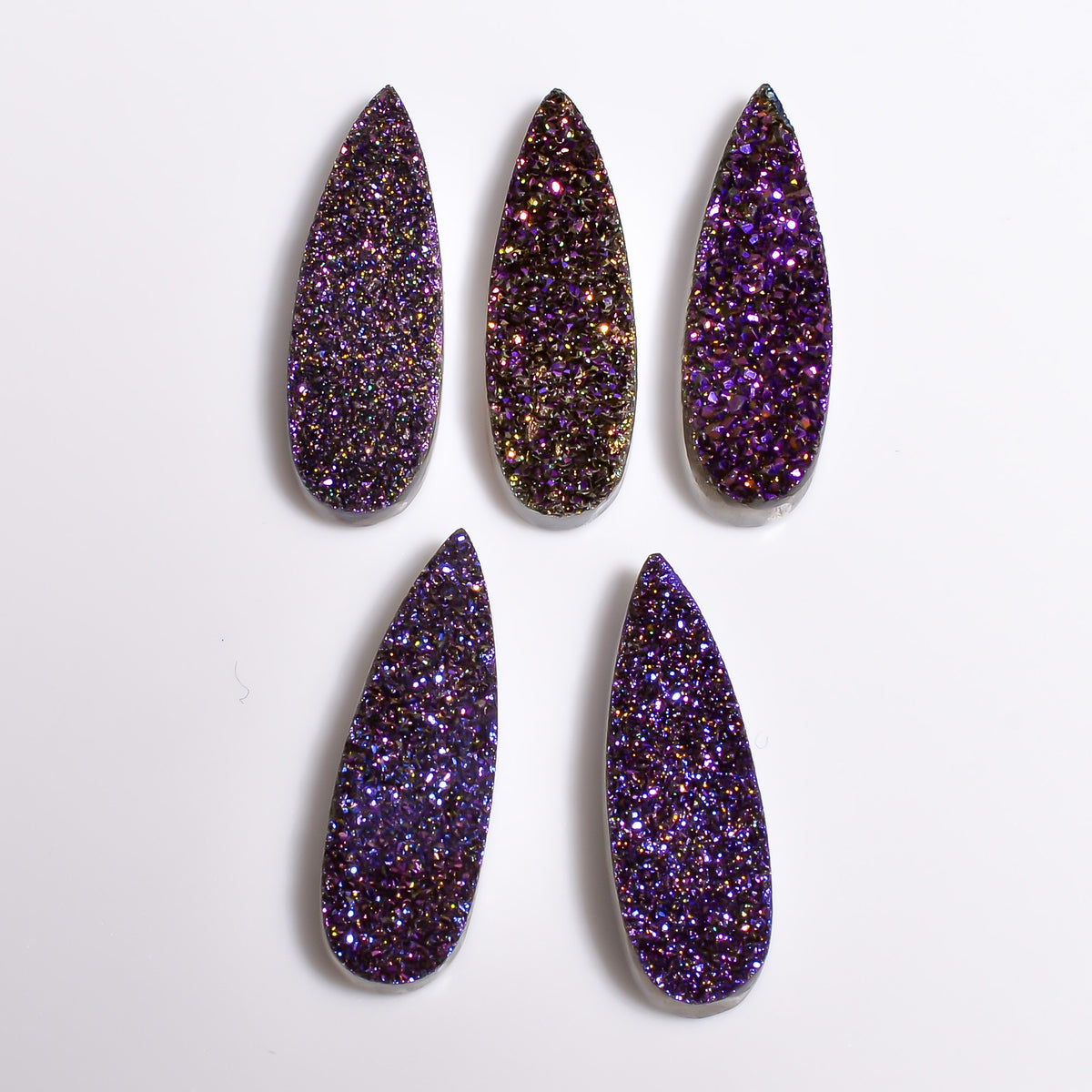 Rainbow Titanium Purple Pear Flat loose gemstone - view 8