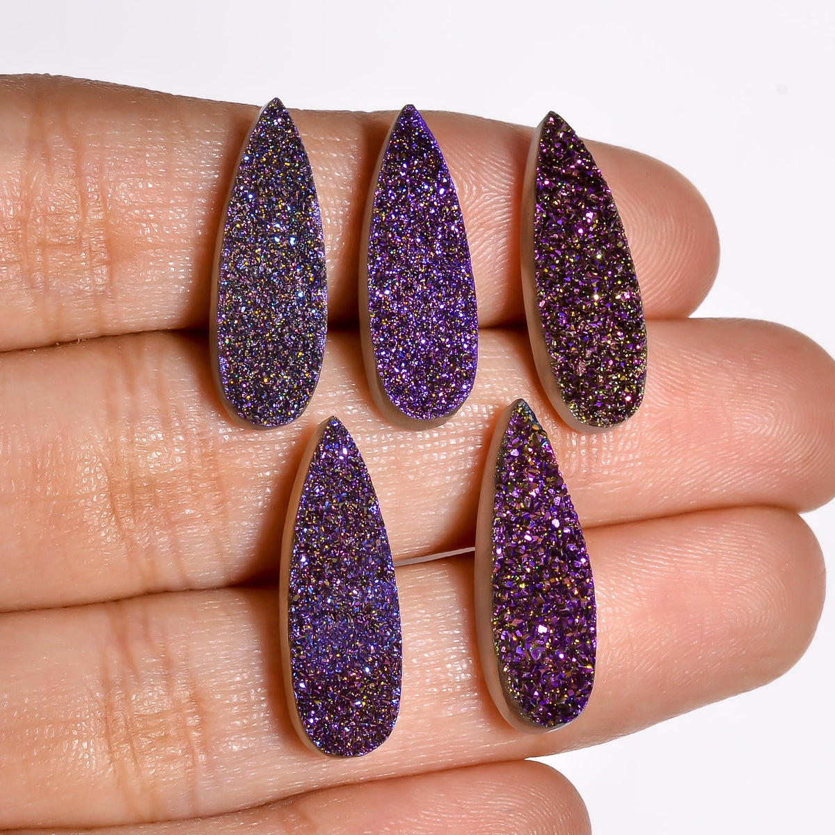 Rainbow Titanium Purple Pear Flat loose gemstone - view 9