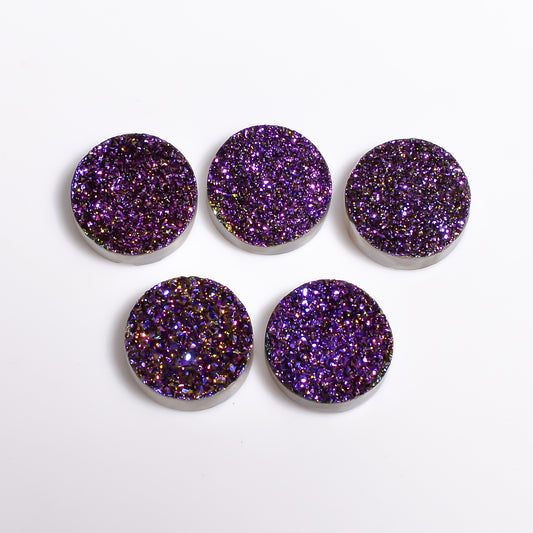 Rainbow Titanium Purple Round Flat loose gemstone - view 2