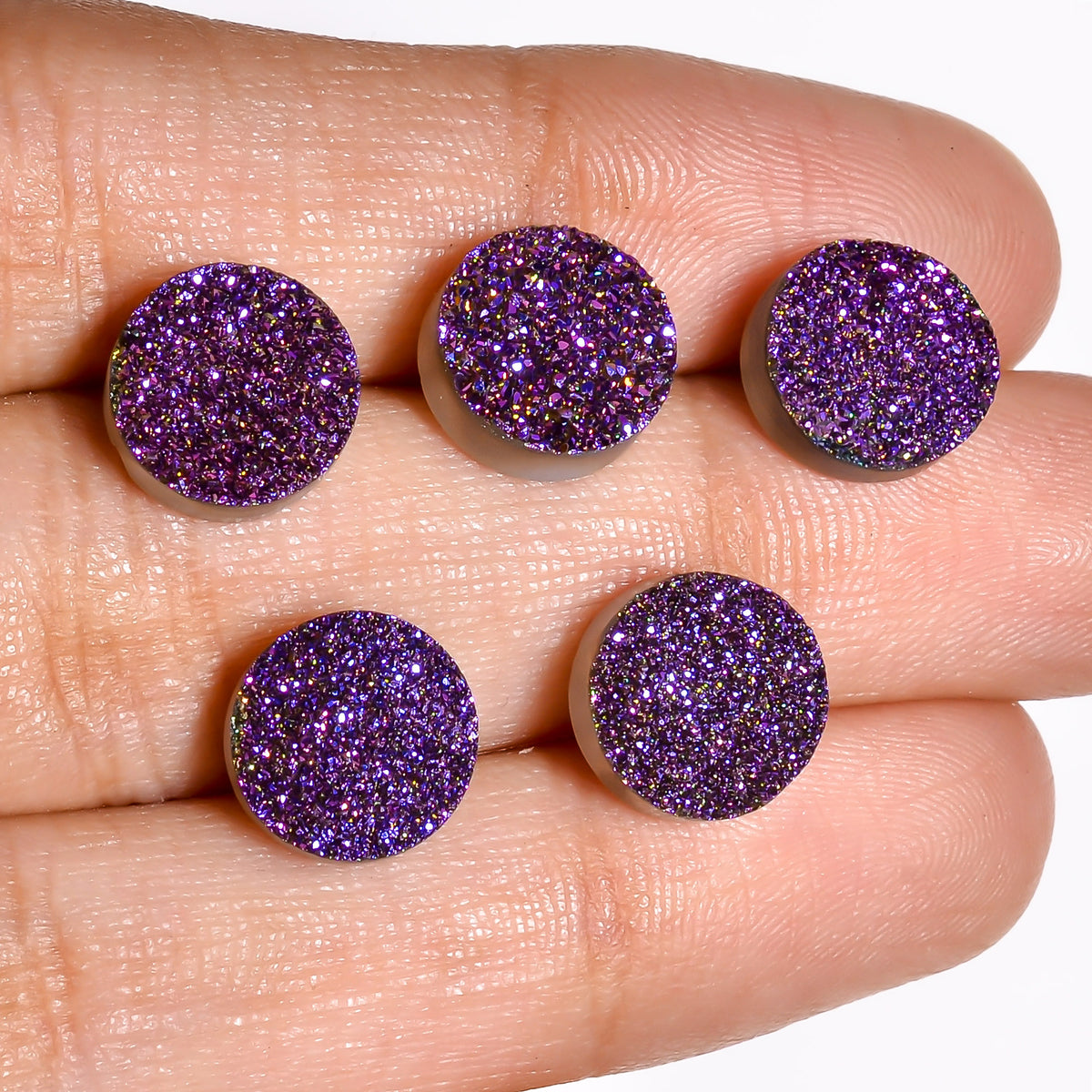 Rainbow Titanium Purple Round Flat loose gemstone - view 3