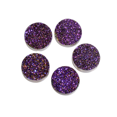 Round Purple Rainbow Titanium Quartz Cabochon with Flat Back, a Loose Stone Made for Studs, Rings and Pendants
