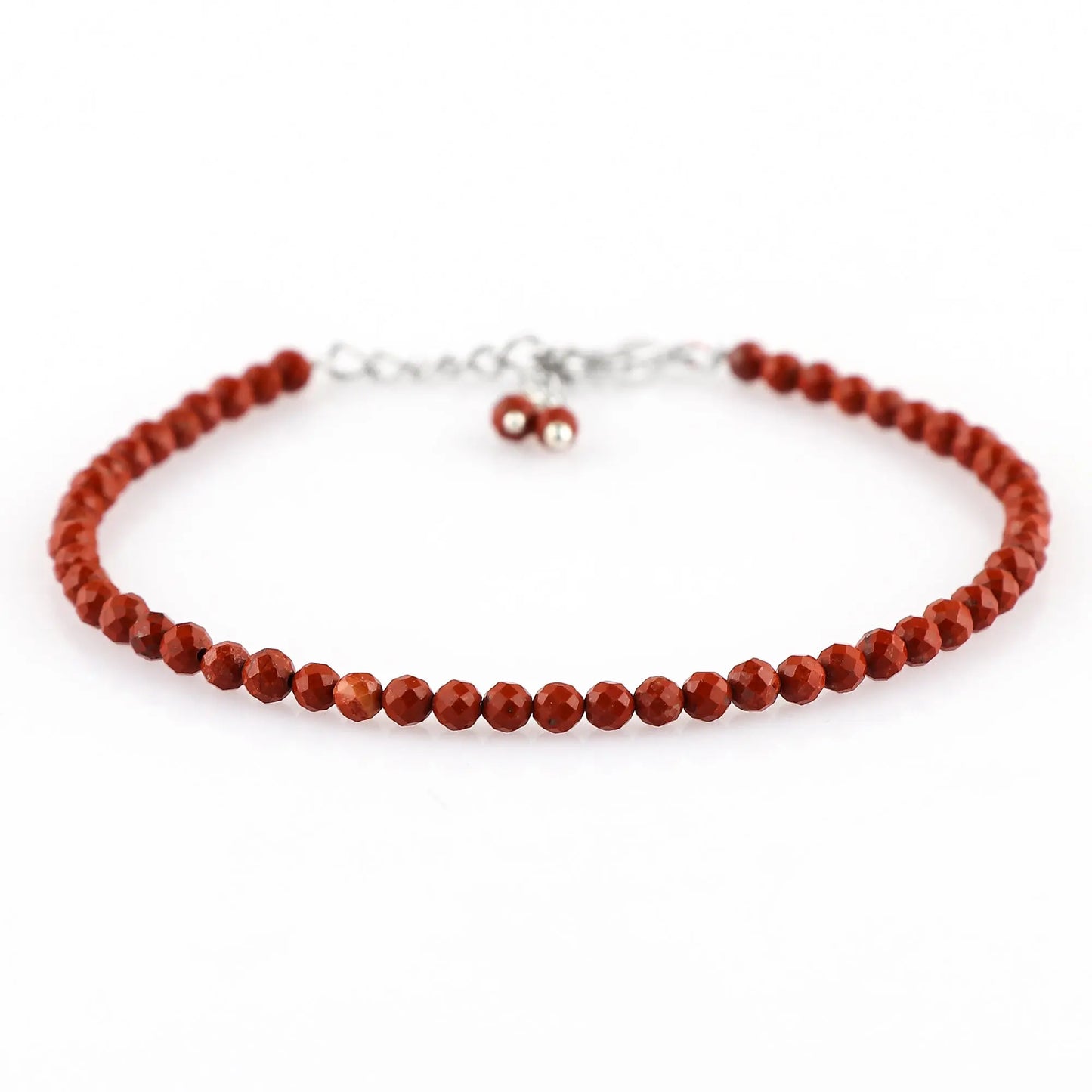 Natural Red Jasper Gemstone Micro Round Beads Bracelet, Birthstone Healing Crystal Armonia