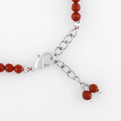 Natural Red Jasper Gemstone Micro Round Beads Bracelet, Birthstone Healing Crystal Armonia