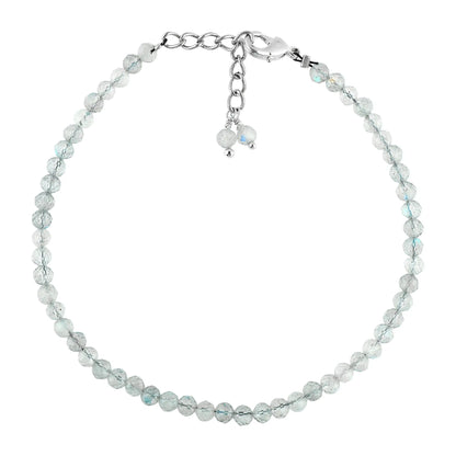 Natural Moonstone Gemstone Micro Round Beads Bracelet, Birthstone Healing Crystal Armonia