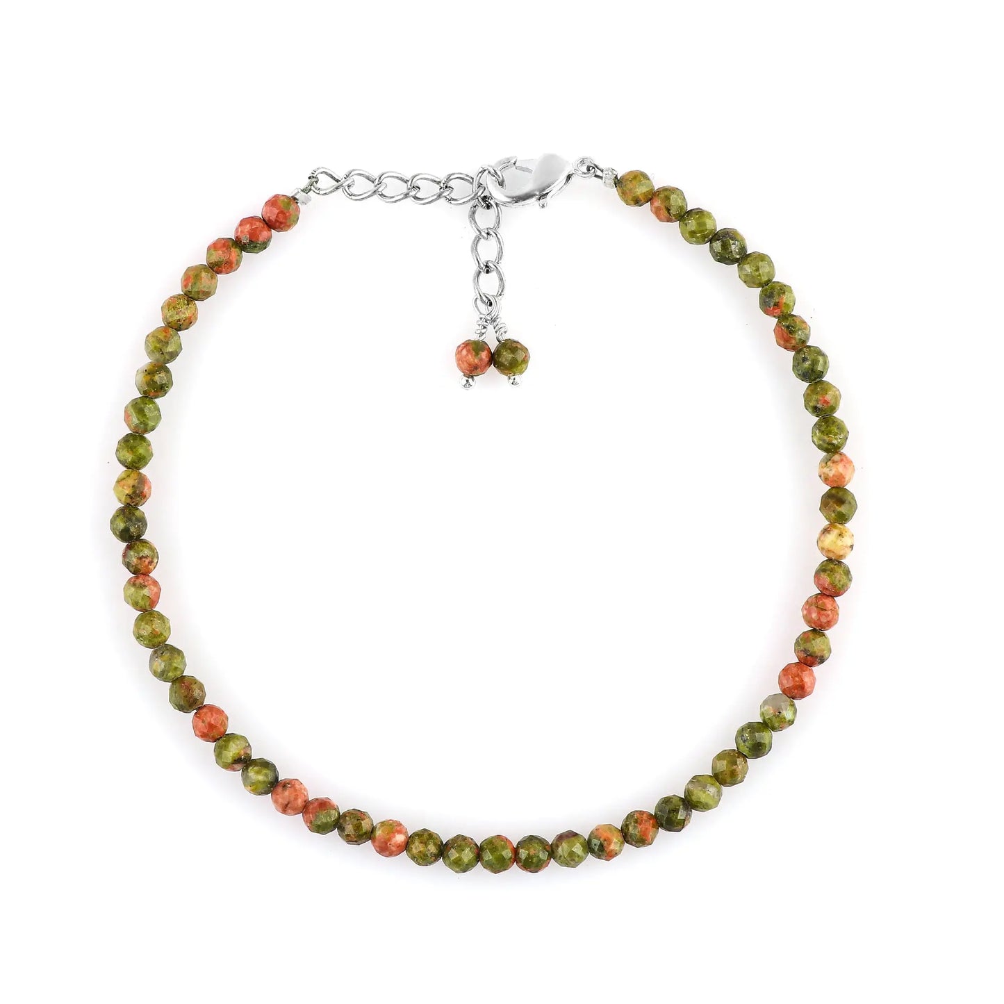 Natural Unakaite Gemstone Micro Round Beads Bracelet, Birthstone Healing Crystal Armonia