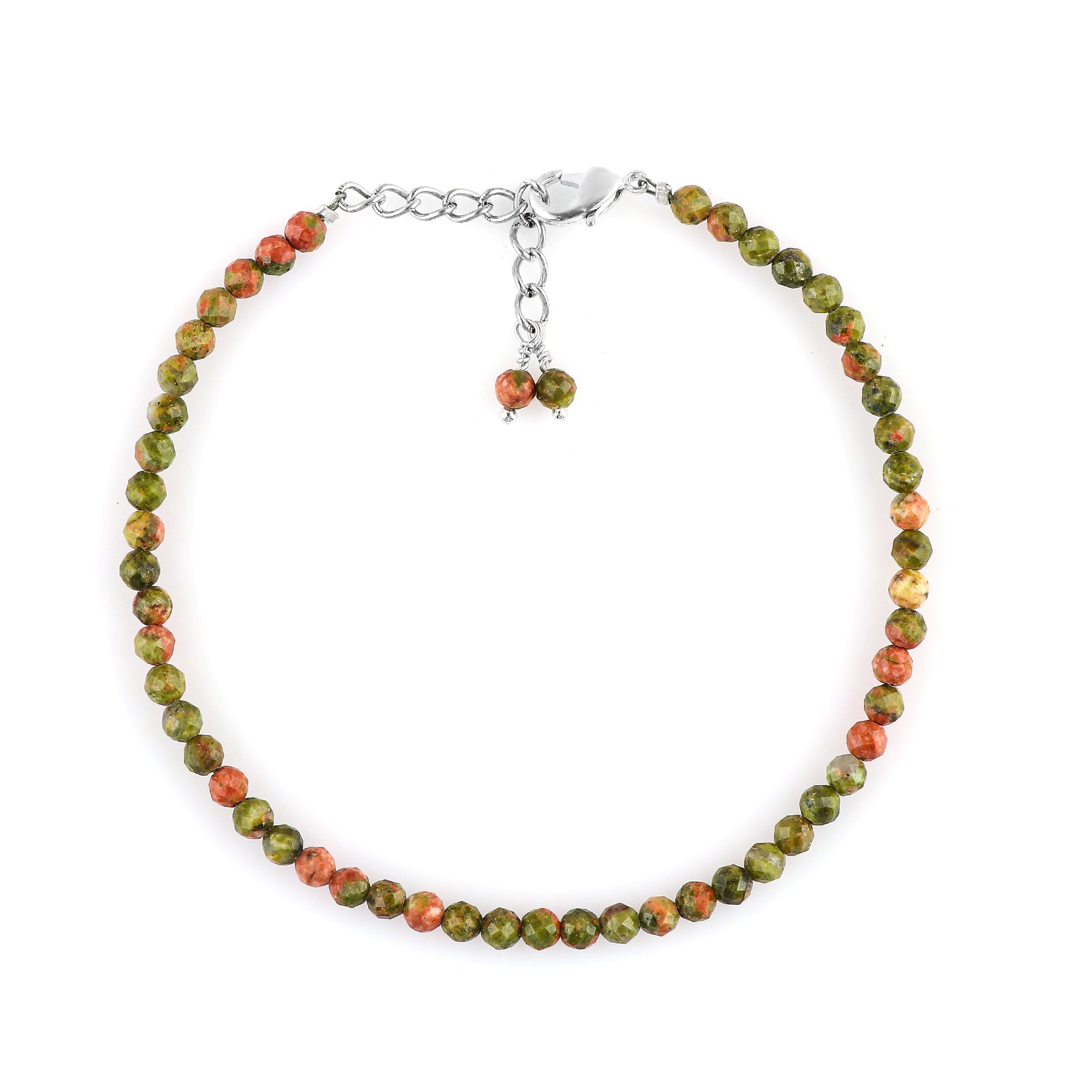 Natural Unakaite Gemstone Micro Round Beads Bracelet, Birthstone Healing Crystal