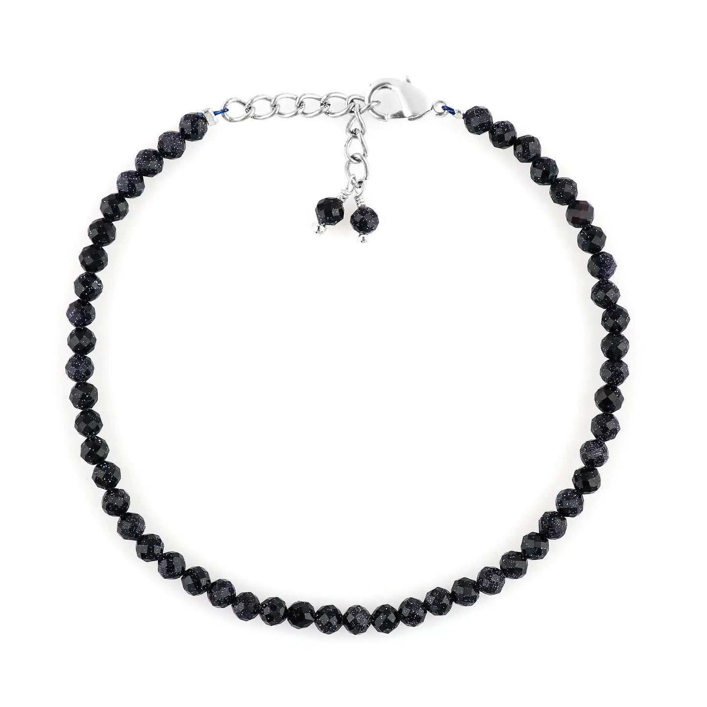 Natural Blue Sunstone Gemstone Micro Round Beads Bracelet, Birthstone Healing Crystal Armonia