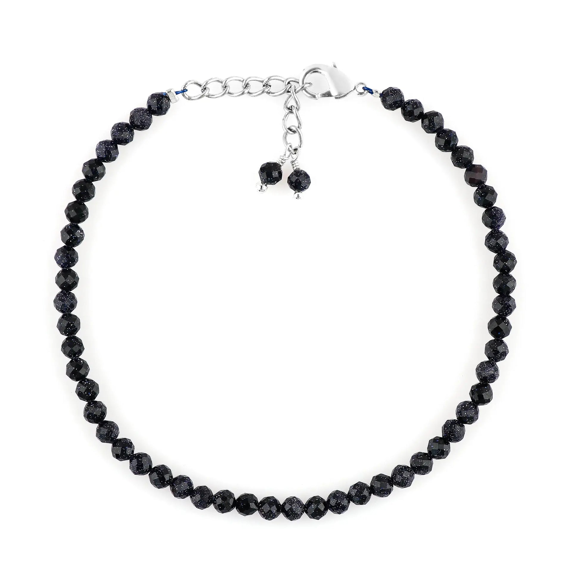 Natural Blue Sunstone Gemstone Micro Round Beads Bracelet, Birthstone Healing Crystal Armonia