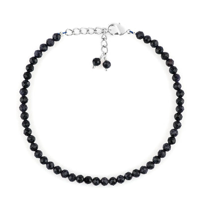 Natural Blue Sunstone Gemstone Micro Round Beads Bracelet, Birthstone Healing Crystal Armonia