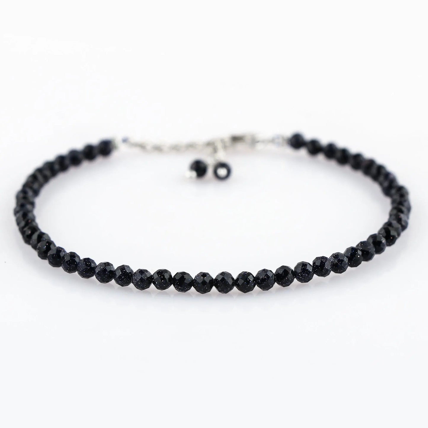 Natural Blue Sunstone Gemstone Micro Round Beads Bracelet, Birthstone Healing Crystal Armonia