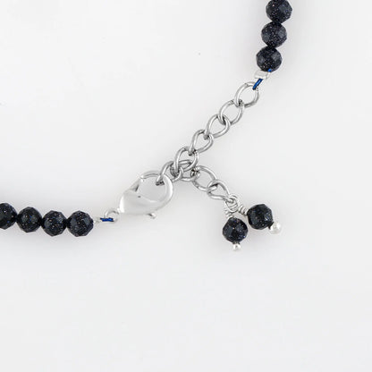 Natural Blue Sunstone Gemstone Micro Round Beads Bracelet, Birthstone Healing Crystal Armonia