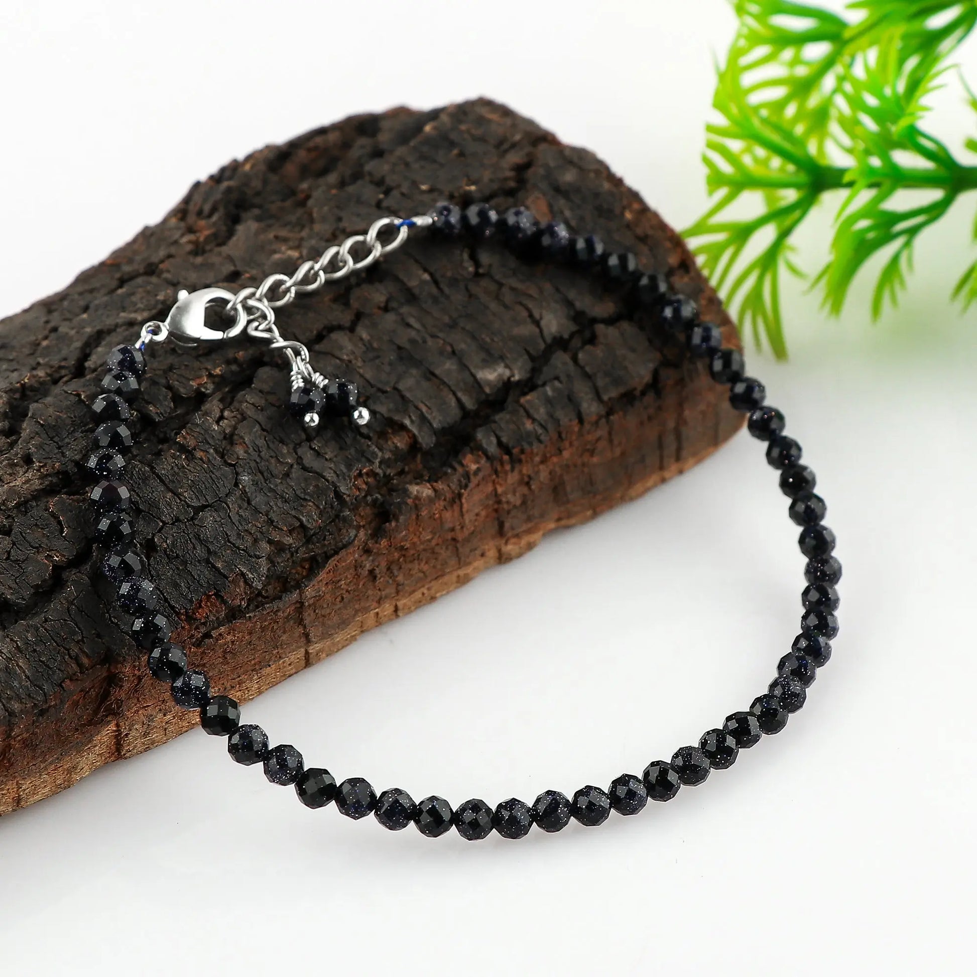 Natural Blue Sunstone Gemstone Micro Round Beads Bracelet, Birthstone Healing Crystal Armonia