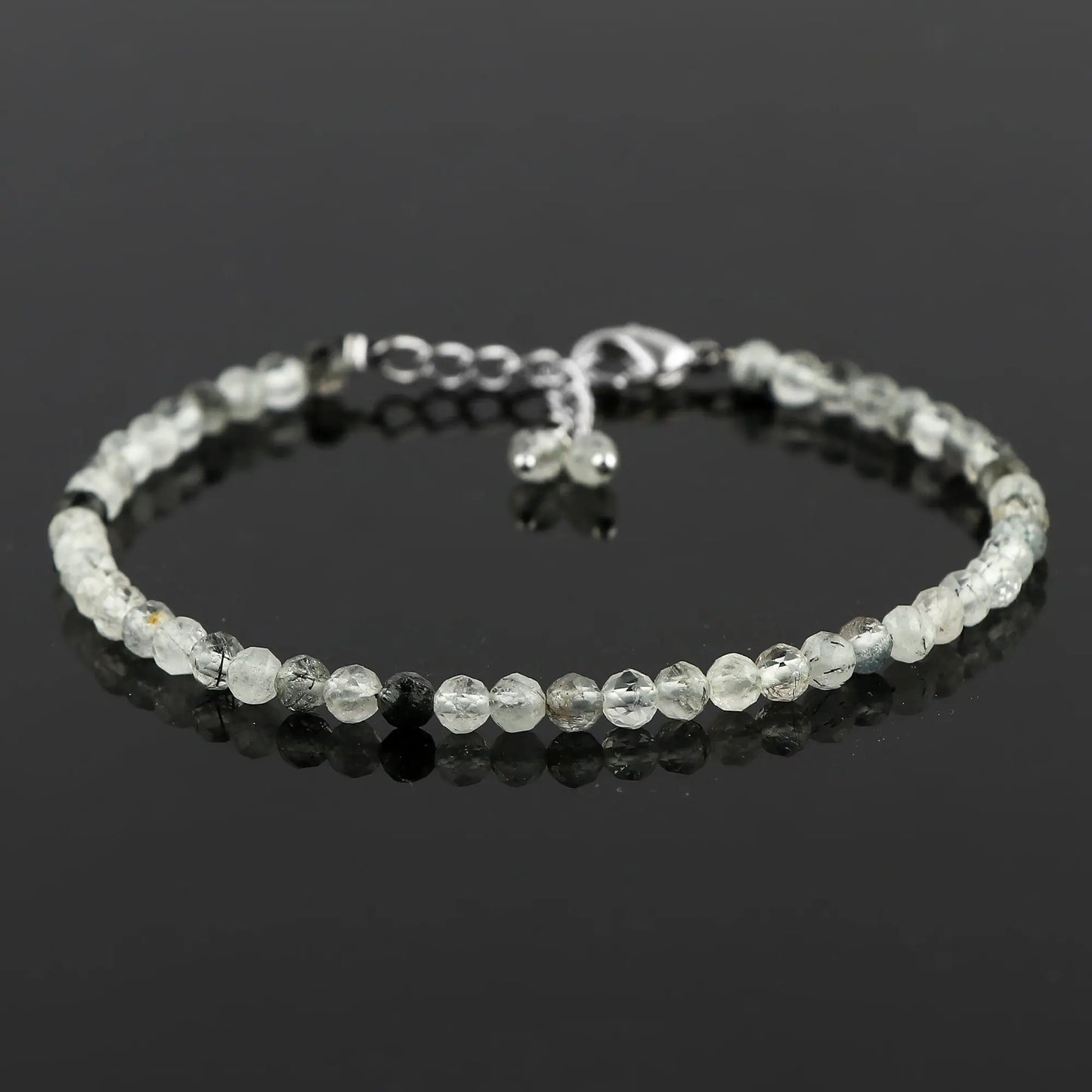 Natural Black Rutile Gemstone Micro Beads Bracelet | Protection & Clarity Jewelry Armonia