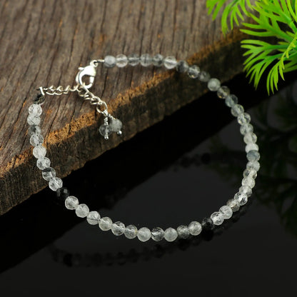 Natural Black Rutile Gemstone Micro Beads Bracelet | Protection & Clarity Jewelry Armonia