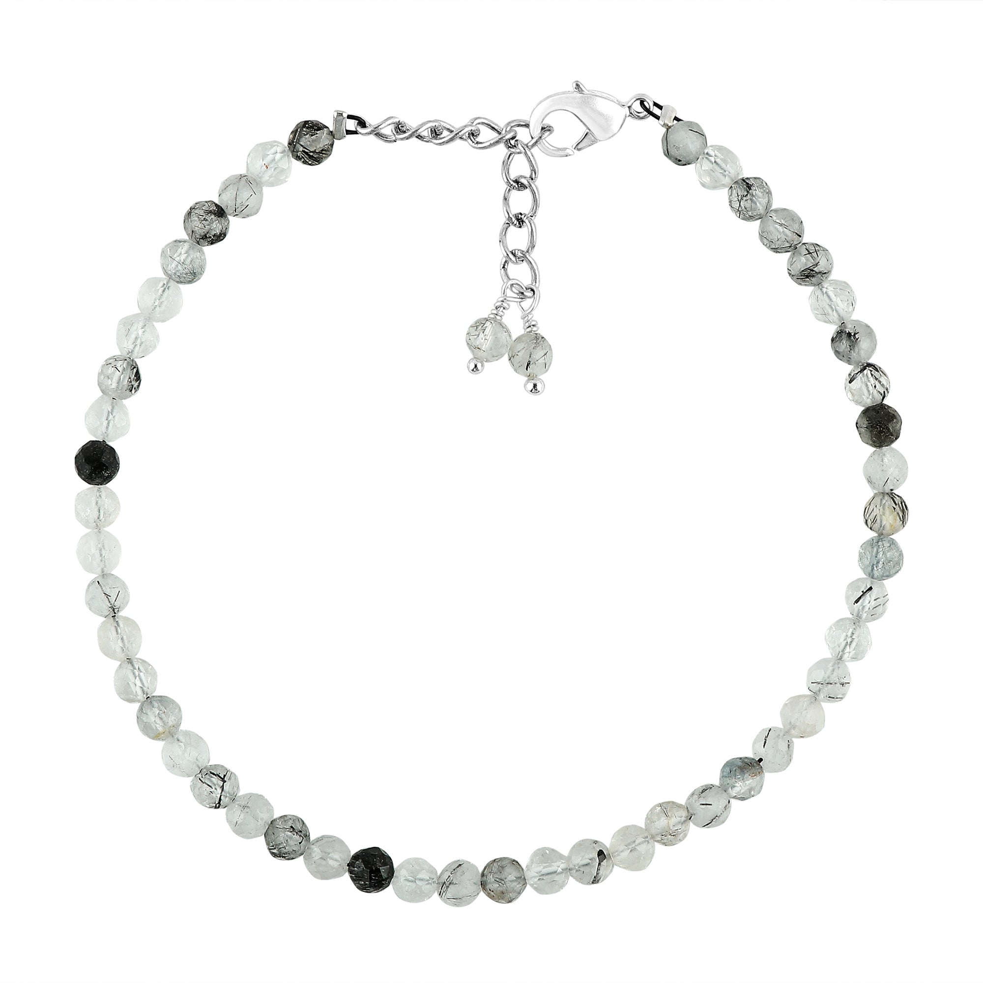 Natural Black Rutile Gemstone Micro Round Beads Bracelet, Birthstone Healing Crystal