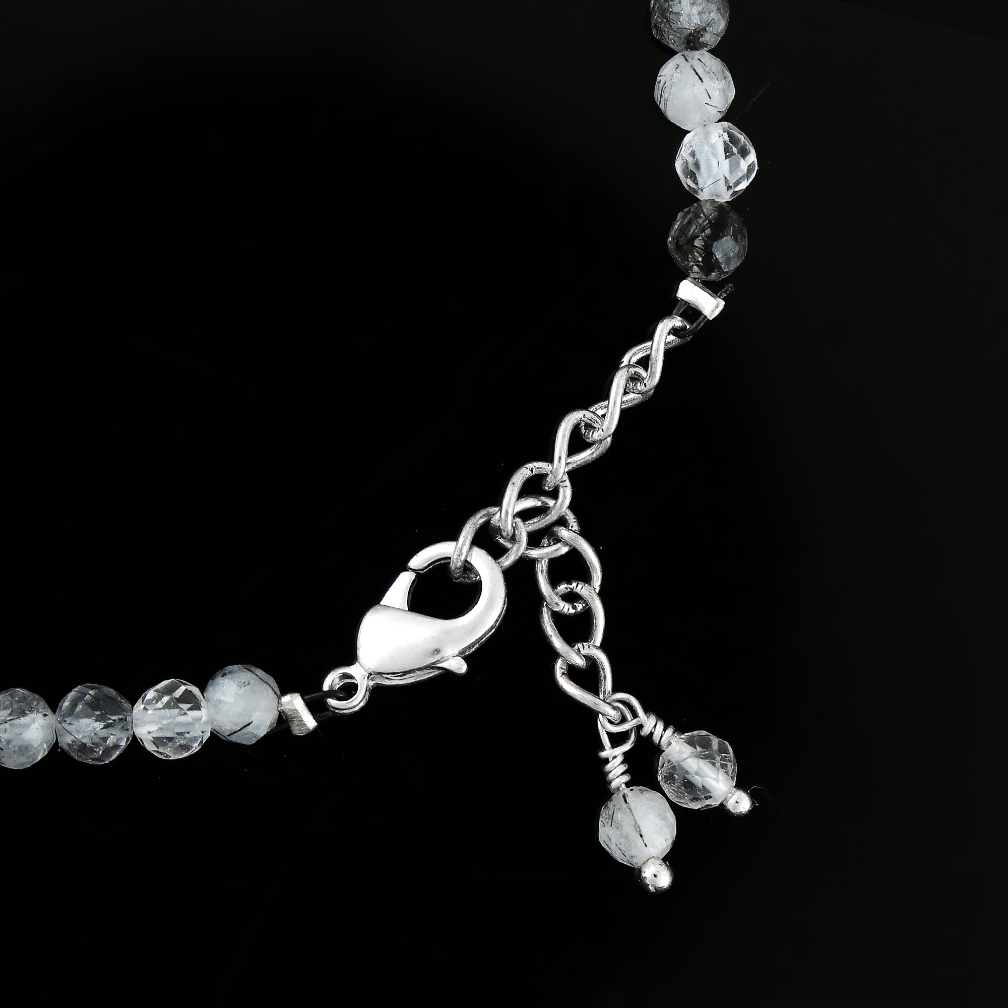 Natural Black Rutile Gemstone Micro Round Beads Bracelet, Birthstone Healing Crystal