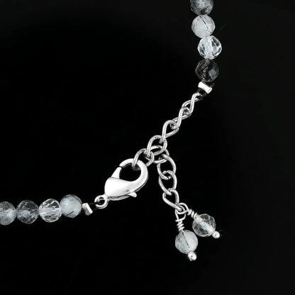 Natural Black Rutile Gemstone Micro Beads Bracelet | Protection & Clarity Jewelry Armonia