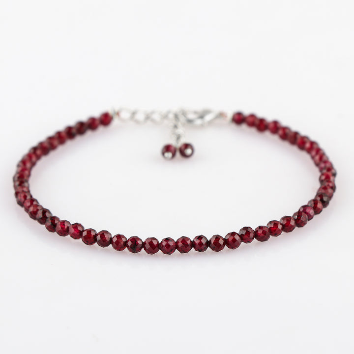 Natural Garnet Gemstone Micro Round Beads Bracelet, Birthstone Healing Crystal