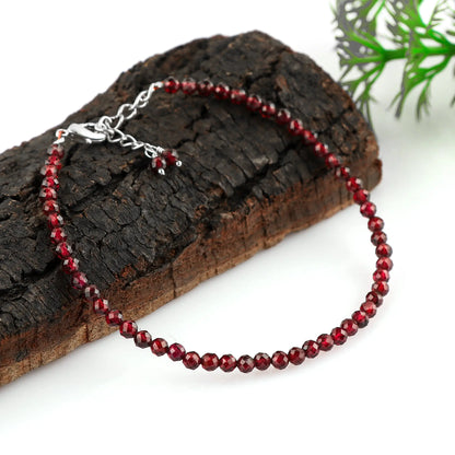 Natural Garnet Gemstone Micro Round Beads Bracelet | Energy & Protection Jewelry Armonia