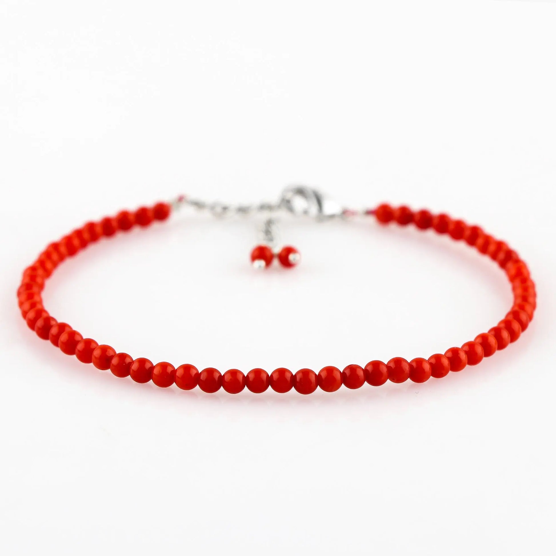 Natural Red Coral Gemstone Micro Beads Bracelet, Birthstone Healing Crystal Armonia
