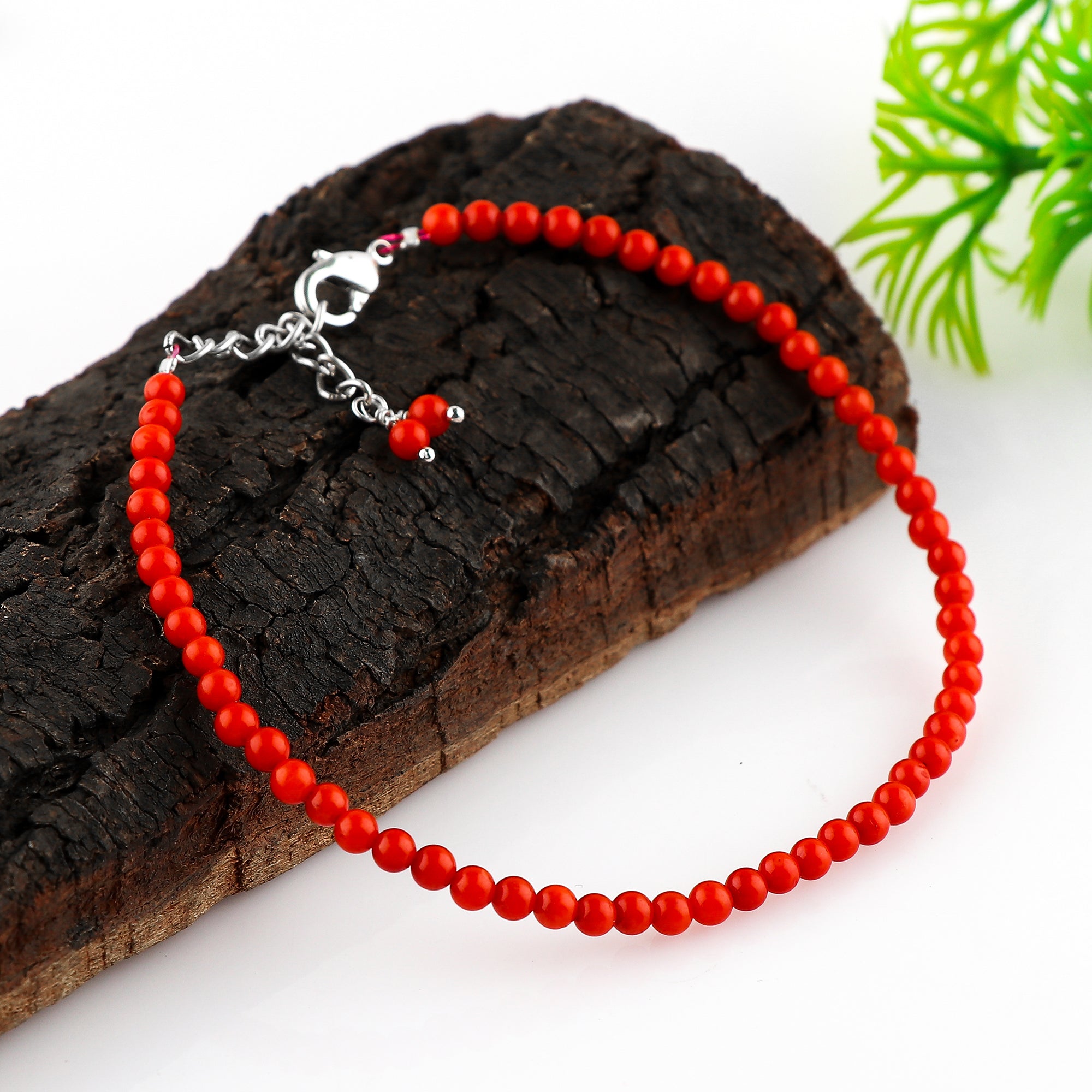 Natural Red Coral Gemstone Micro Beads Bracelet, Birthstone Healing Crystal