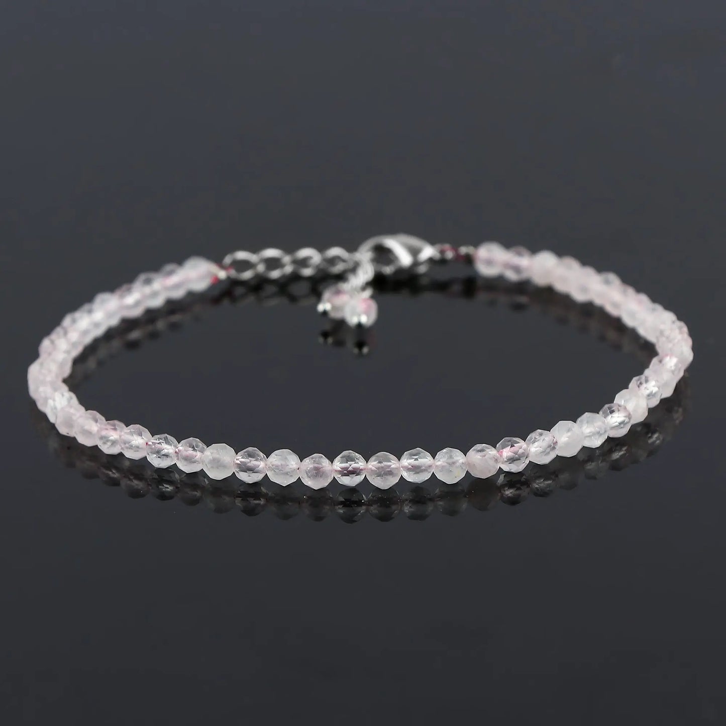 Rose Quartz Healing Bracelet | Natural Micro Round Pink Gemstone Beads Armonia