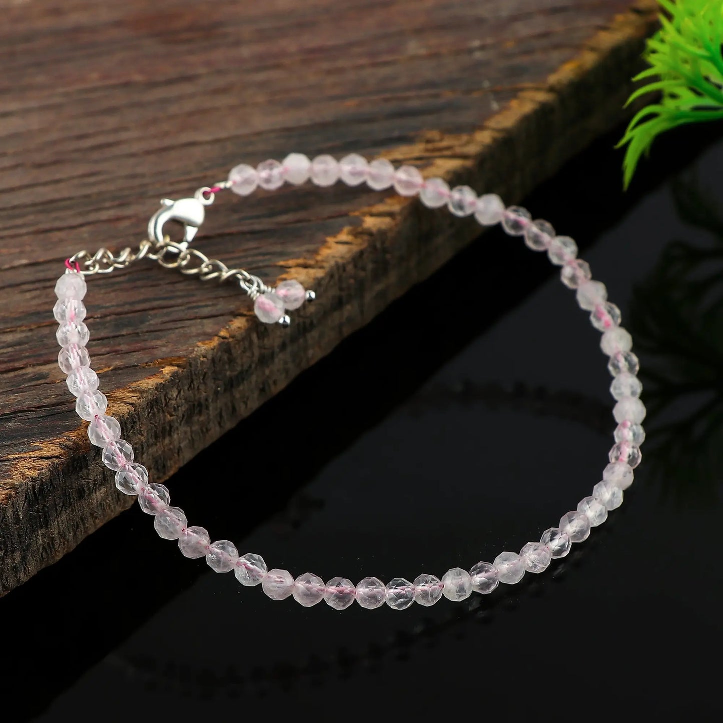 Rose Quartz Healing Bracelet | Natural Micro Round Pink Gemstone Beads Armonia