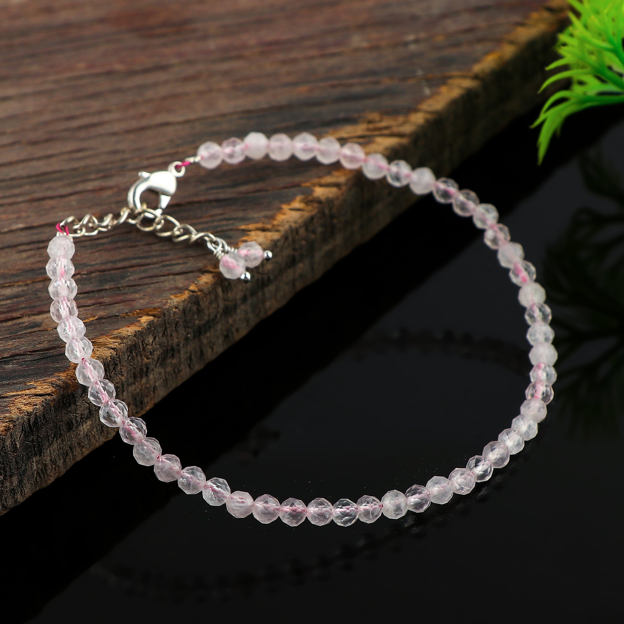 Natural Rose Quartz Gemstone Micro Round Beads Bracelet, Birthstone Healing Crystal
