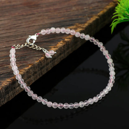 Rose Quartz Healing Bracelet | Natural Micro Round Pink Gemstone Beads Armonia