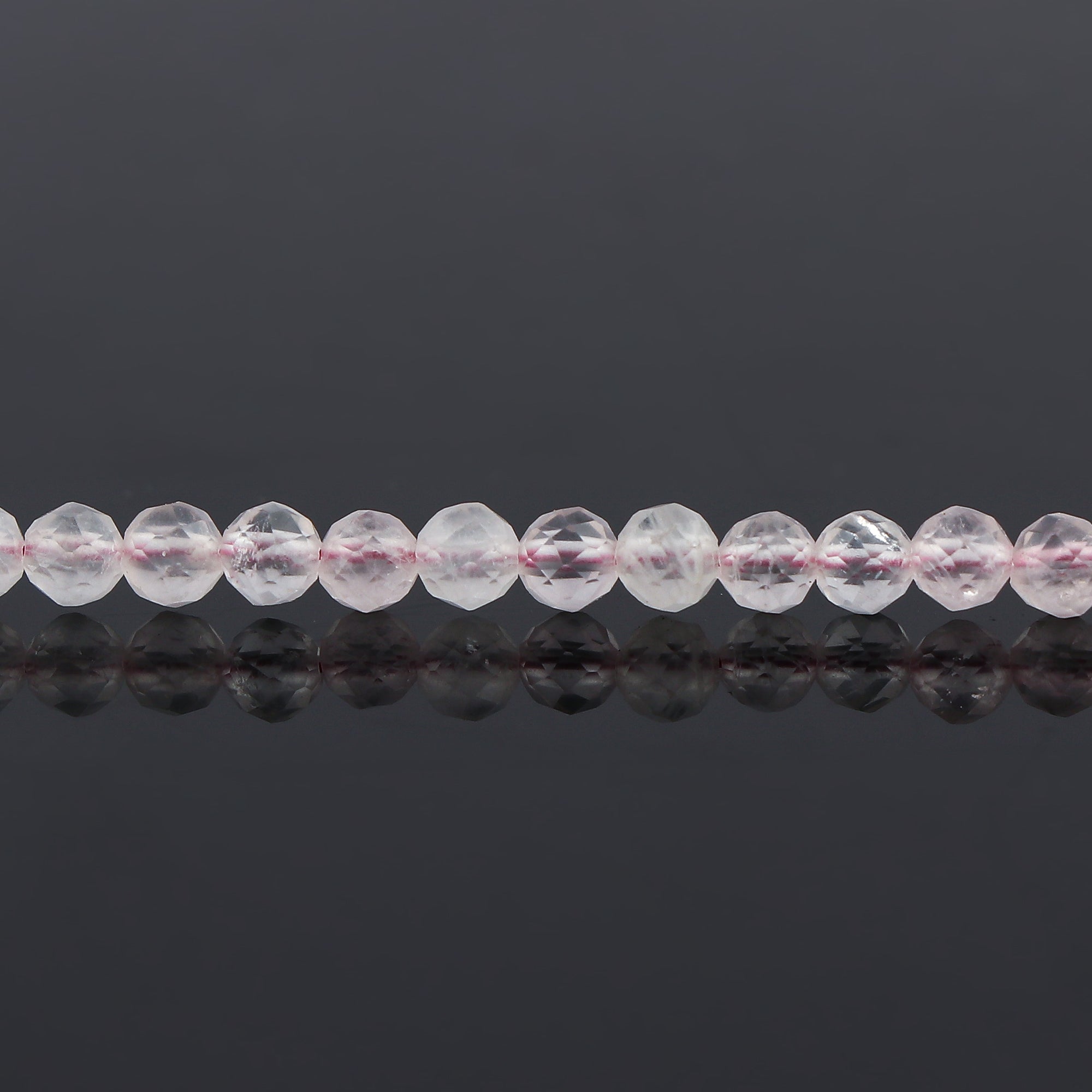 Natural Rose Quartz Gemstone Micro Round Beads Bracelet, Birthstone Healing Crystal