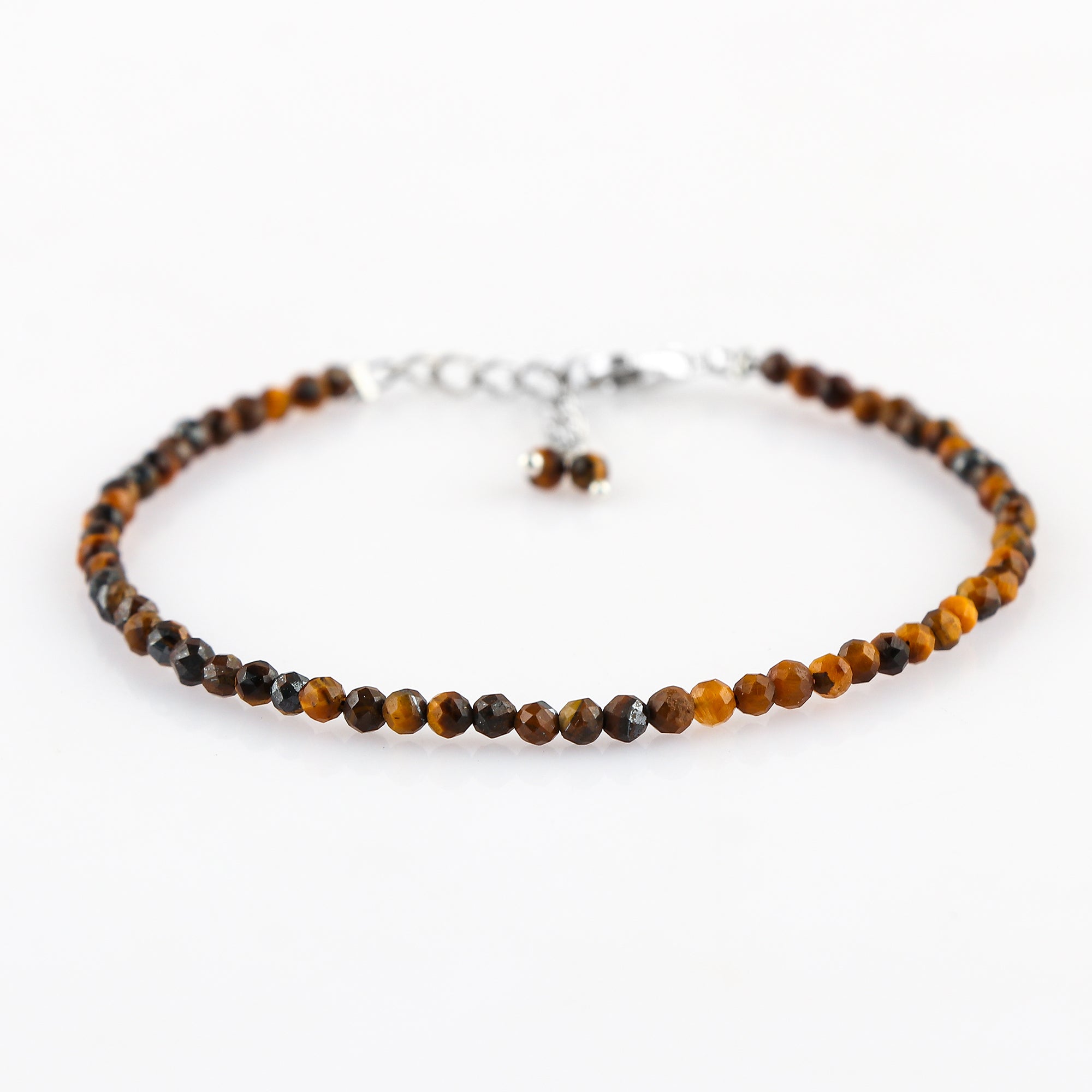 Natural Multi Tiger Eye Gemstone Micro Round Beads Bracelet, Birthstone Healing Crystal