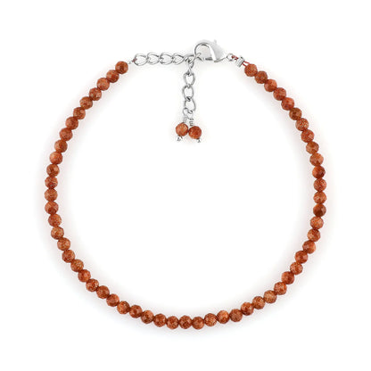 Brown Sunstone Healing Bracelet | Natural Micro Round Shimmer Beads Armonia