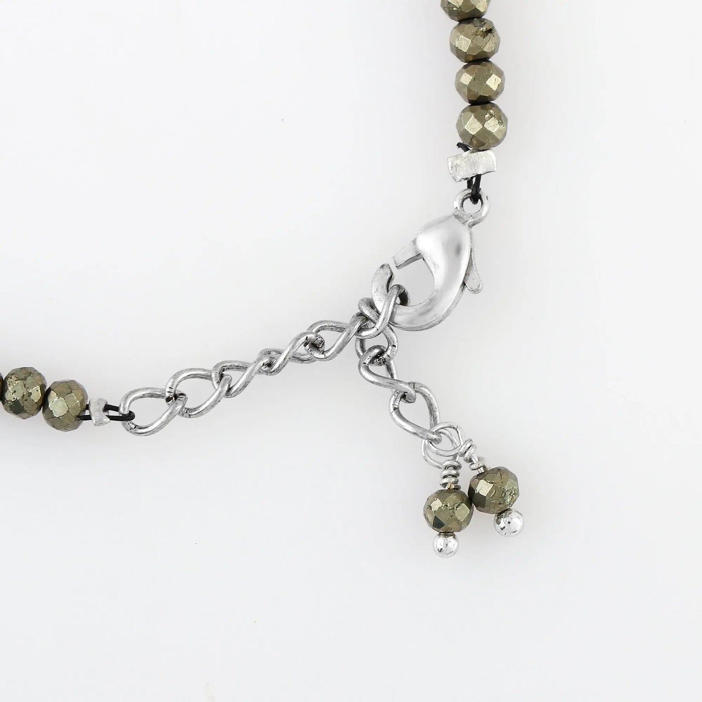Pyrite Healing Gemstone Bracelet | Natural Micro Round Silver Beads Armonia