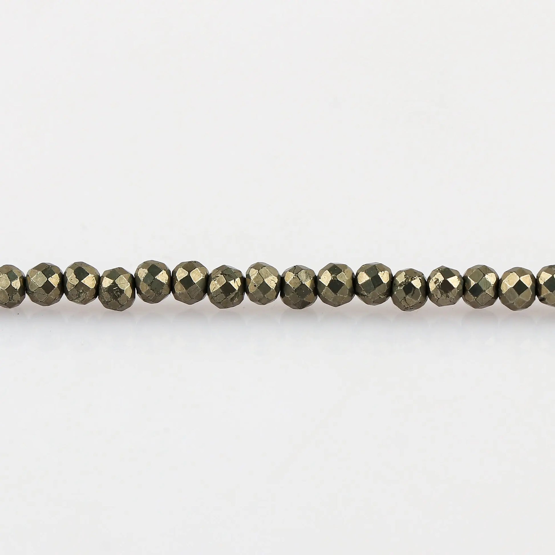Pyrite Healing Gemstone Bracelet | Natural Micro Round Silver Beads Armonia