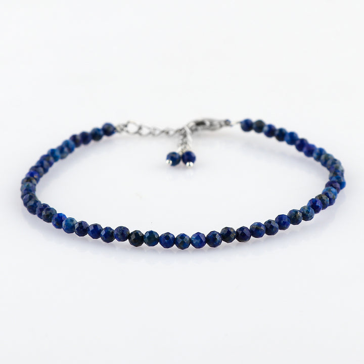 Natural Lapis Lazuli Gemstone Micro Round Beads Bracelet, Birthstone Healing Crystal